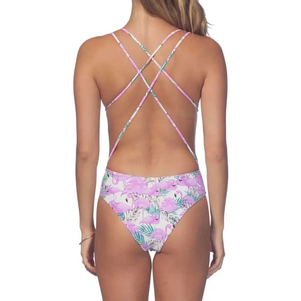 Rip Curl Womens Mai Tai Flamingo Cheeky One-Piece Swimsuit Purple Size X-Small - Picture 5 of 16
